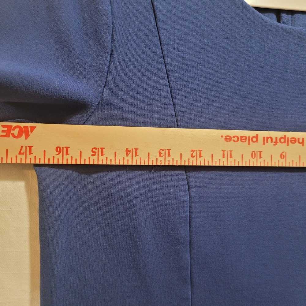 Banana Republic Blue Career Shift Dress Pockets S-Slv Womenrs 6 Stretch Knee - Picture 8 of 9